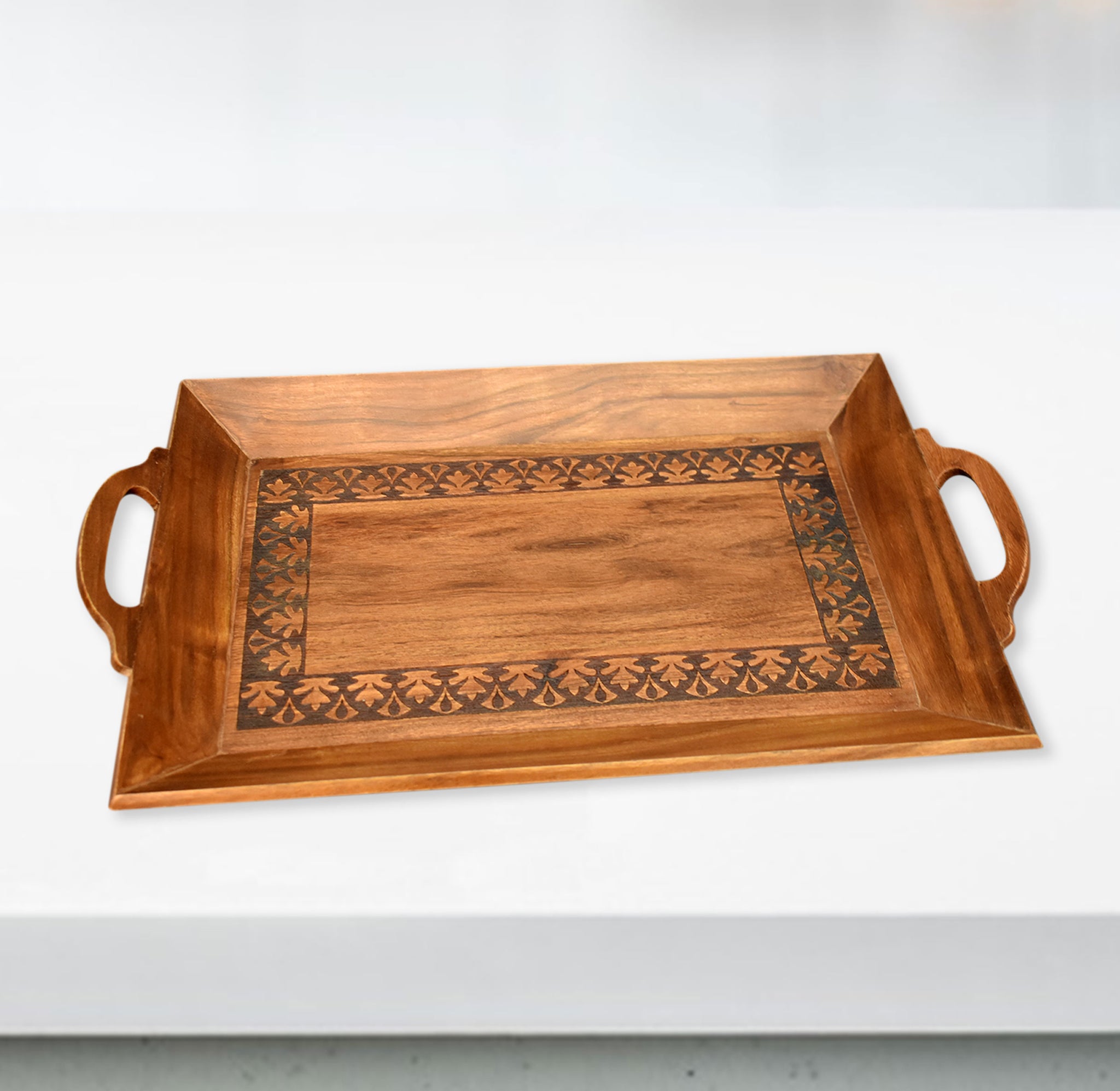Acacia Wooden Carved Serving Tray Set (GD2283)
