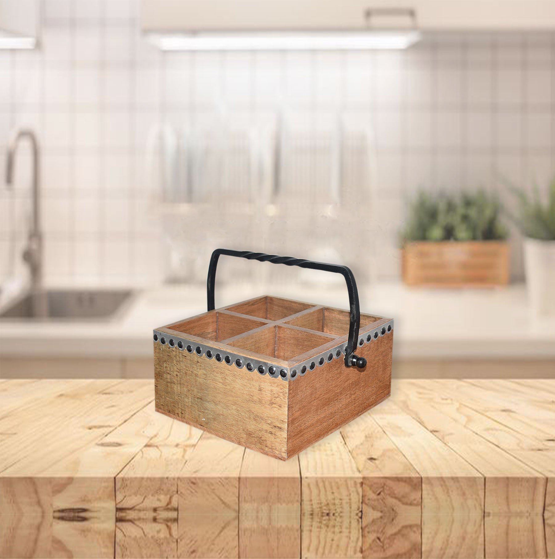 Cutlery Wooden Caddy (GD1639)