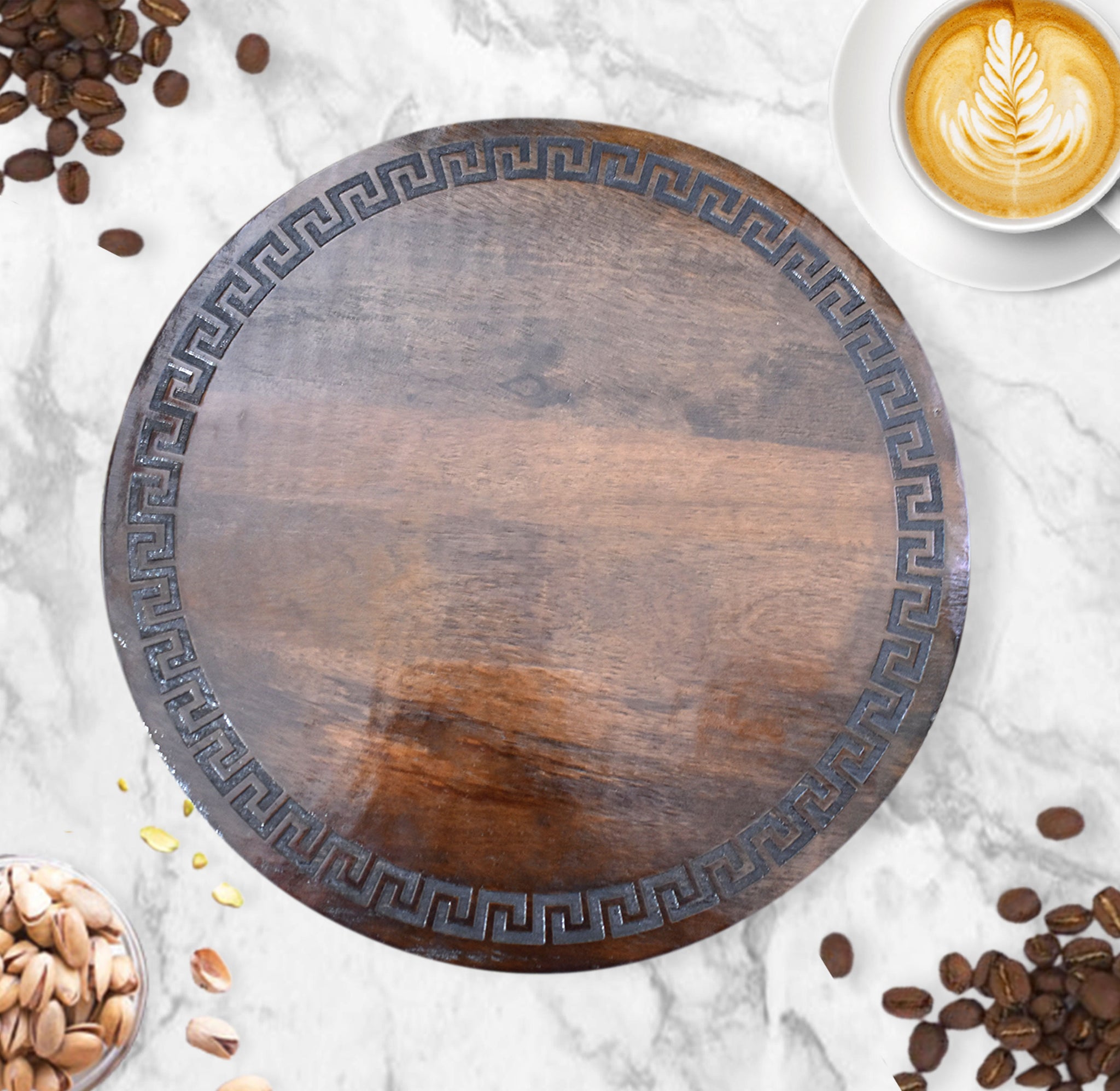 Wooden Engraved Lazy Susan - Greek Tribal (GD2278)