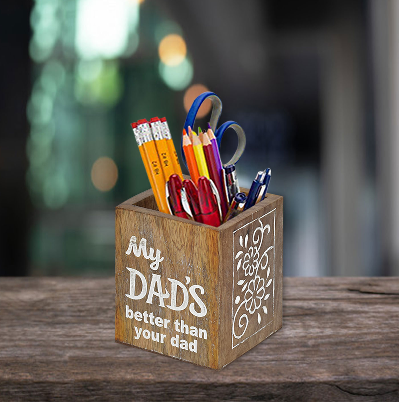 Wooden Engraved Pen Holder (GD1575)