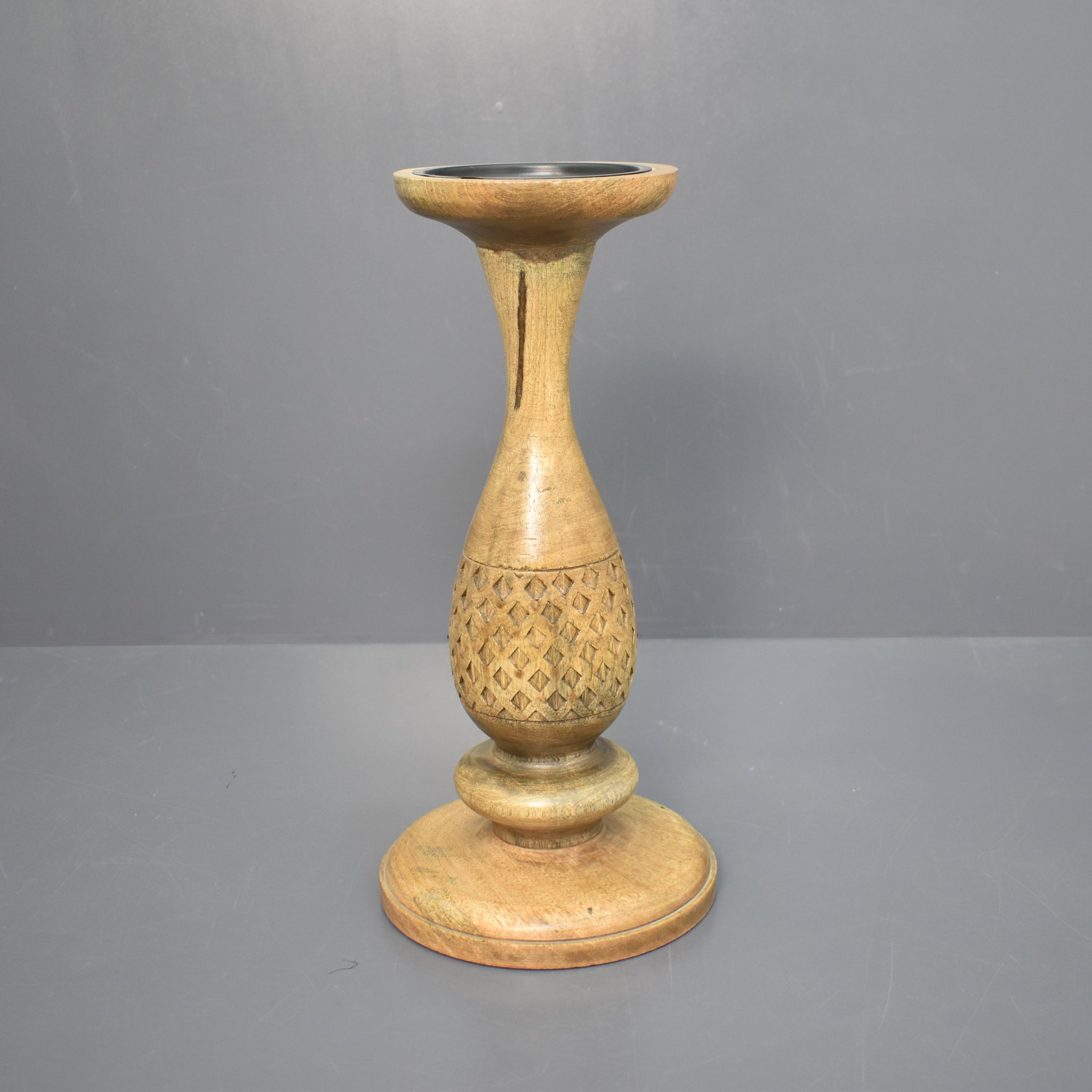 Wooden Carved Antique Candle Holder (GD1914)