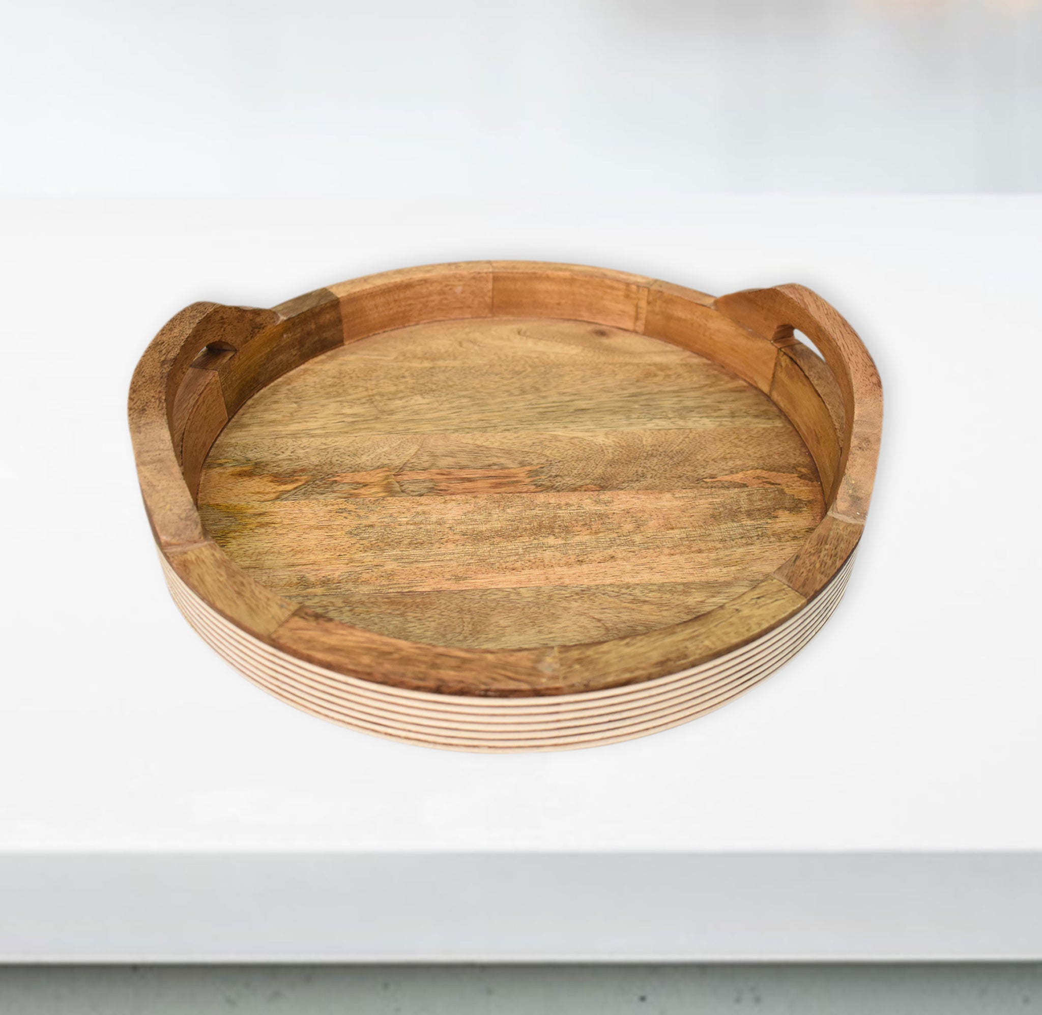 Wooden Carved Round Serving Tray Set (GD2282)
