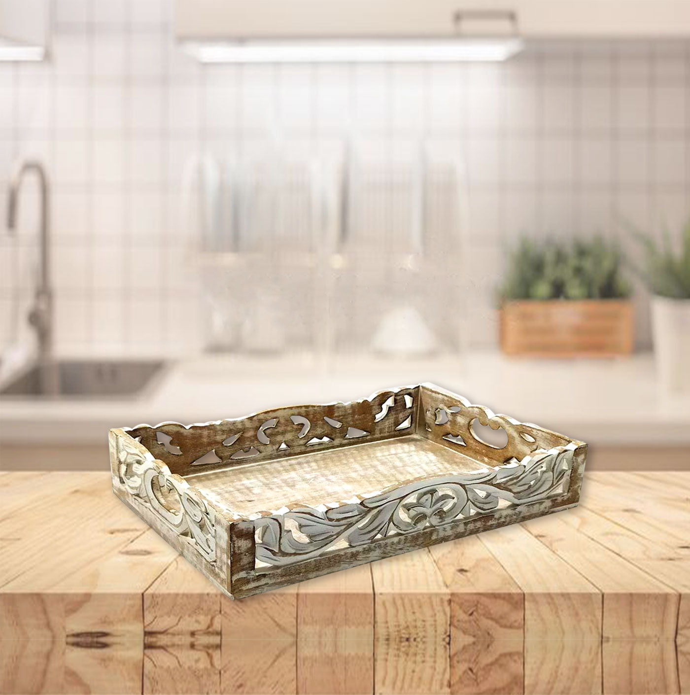 Cutwork Serving Wooden Tray  (GD1299)