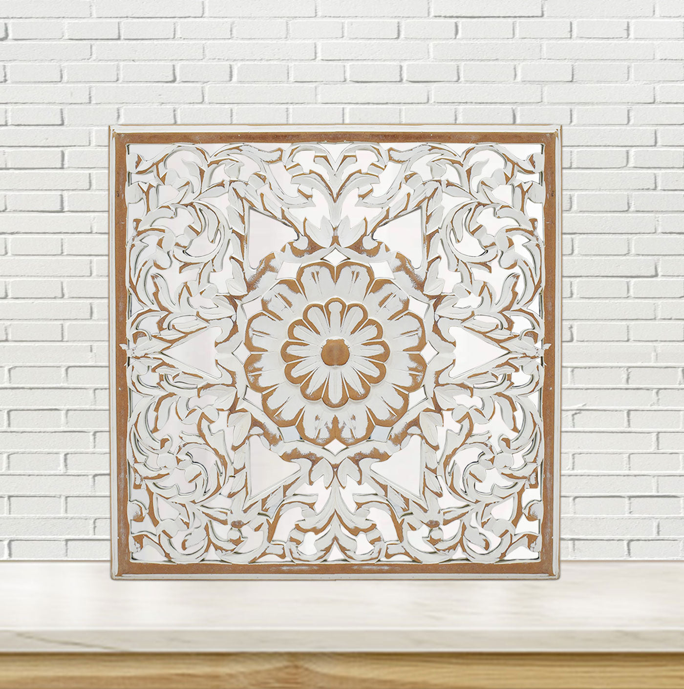 Wooden Carved Vintage Wall Mirror Panel (GD1617)