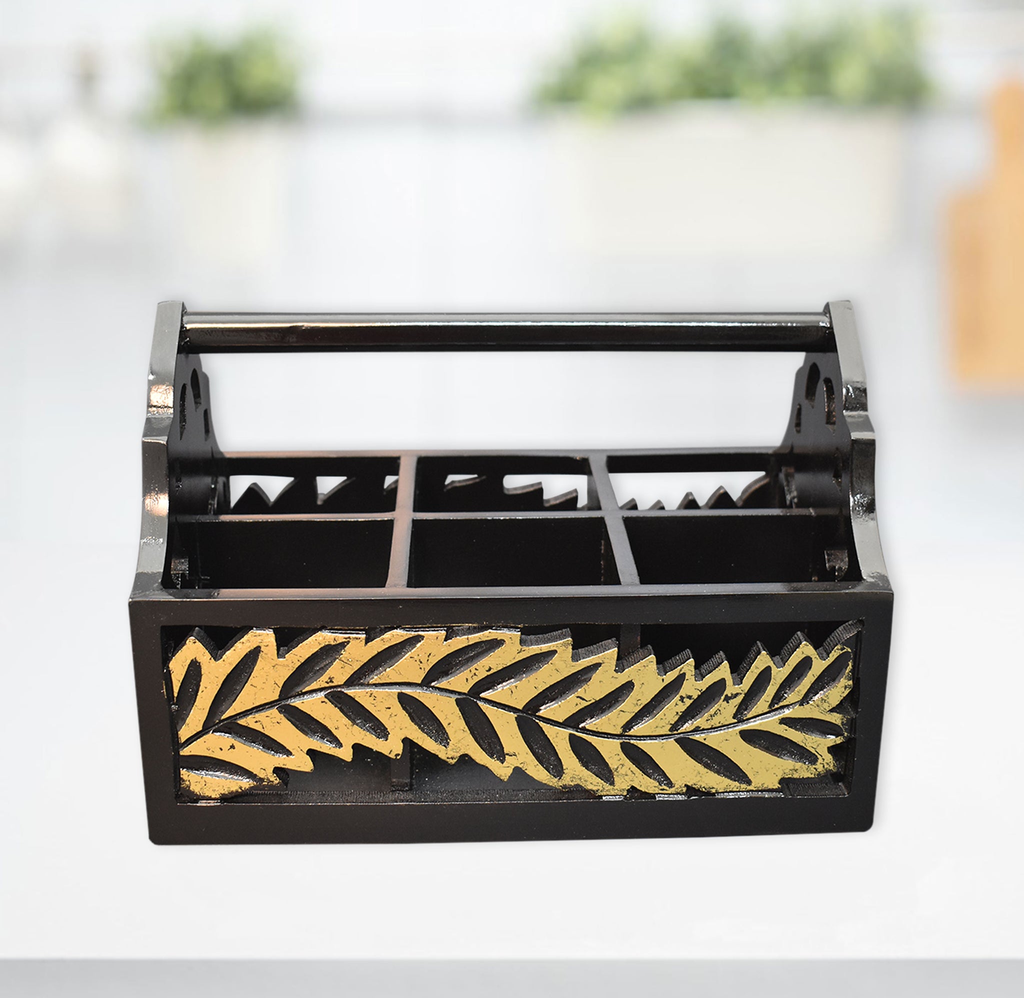 Wooden Handcrafted, Carved Bottle Caddy (GD2294)