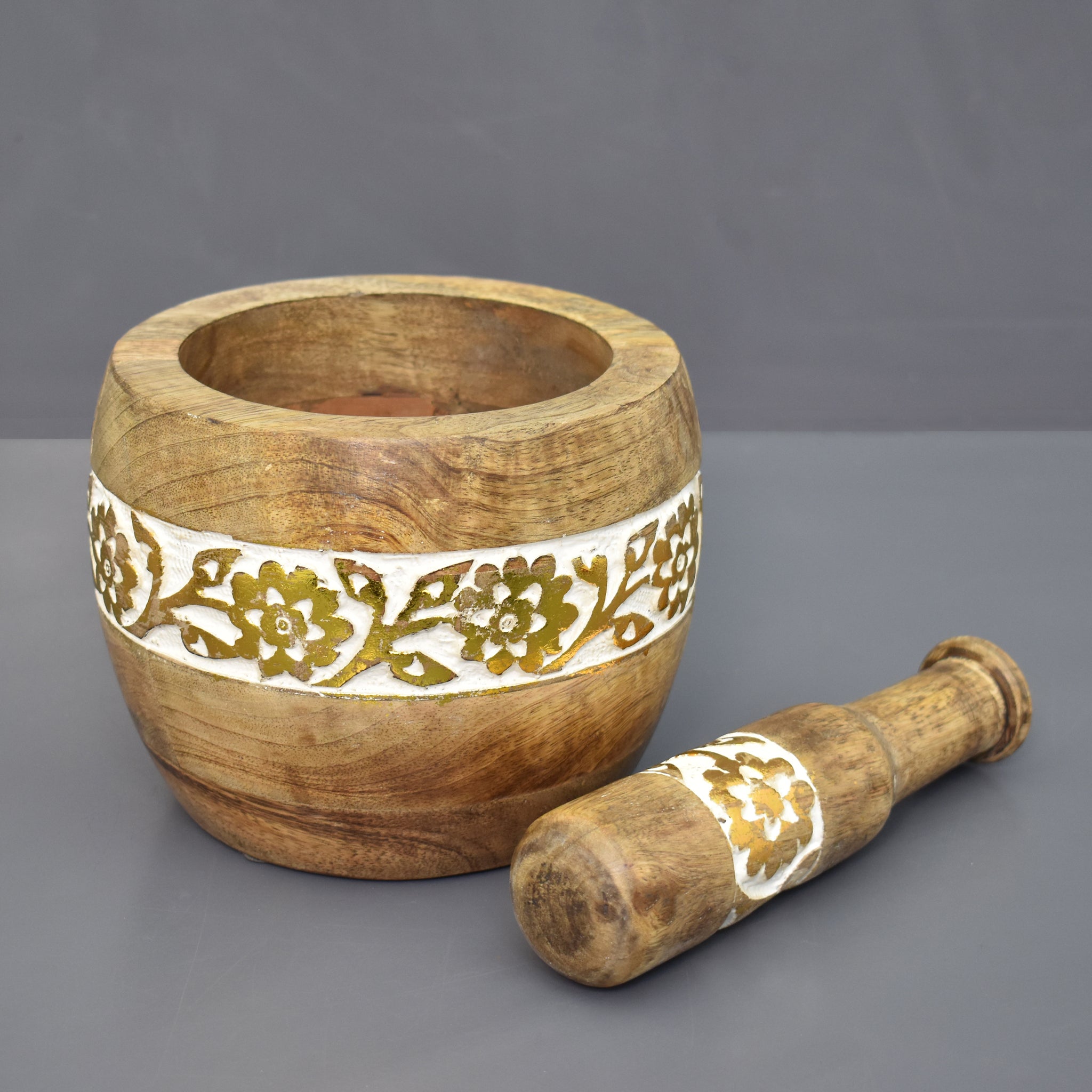 Wooden Carved Mortar & Pestle (GD1986)