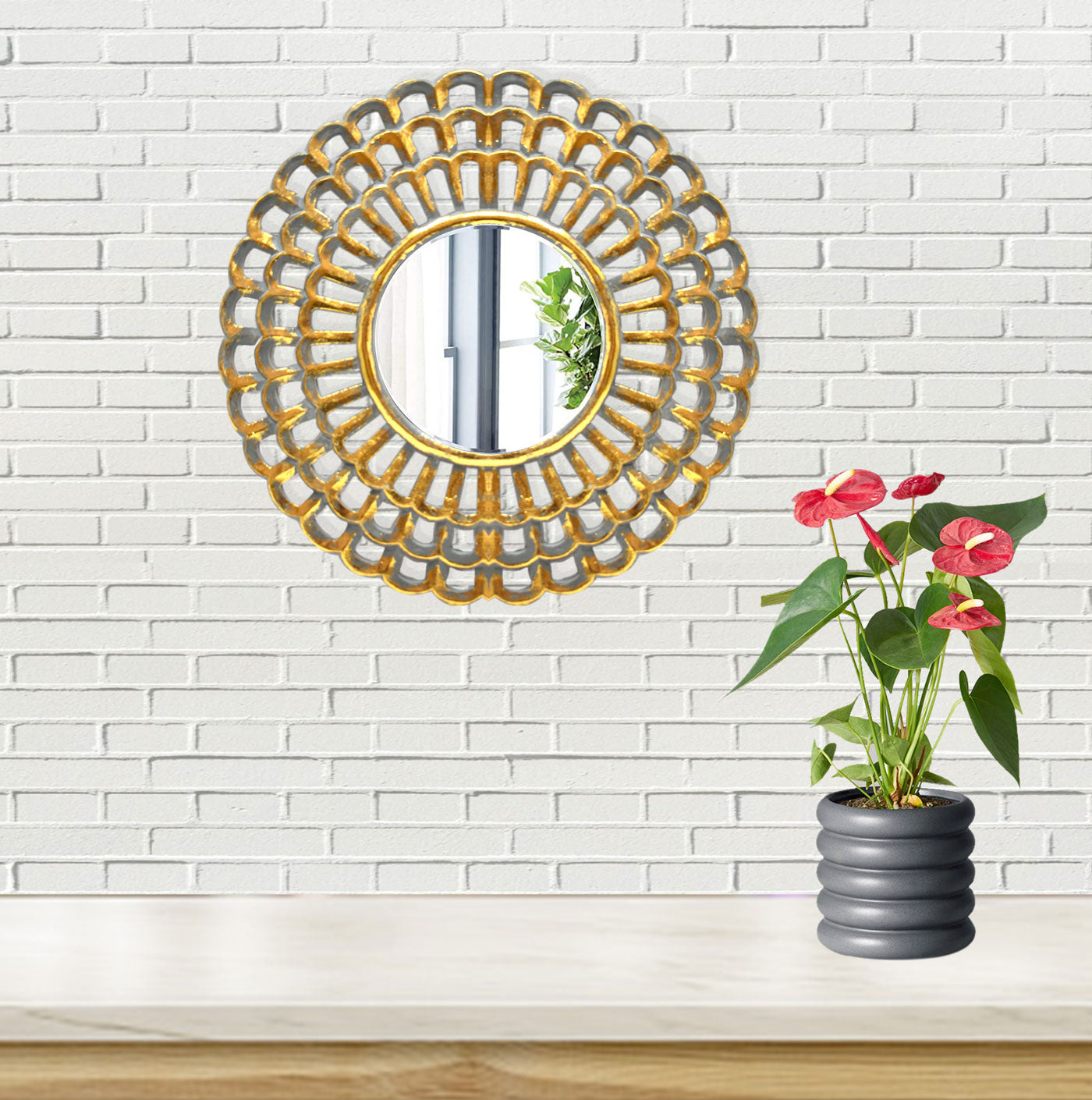 Wooden Carved Wall Mirror (GD1614)