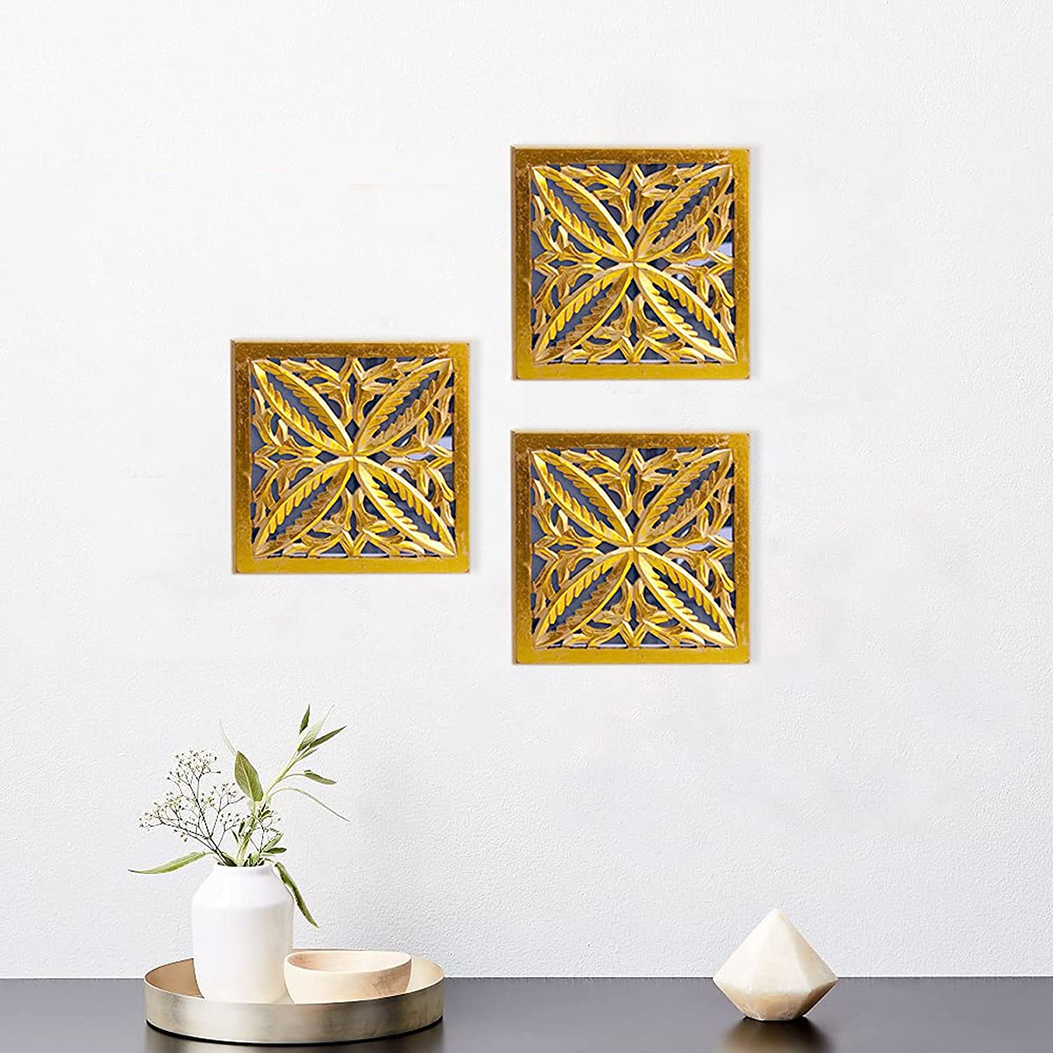 Wooden Carved Wall Panel, Set of 3 (GD2023)