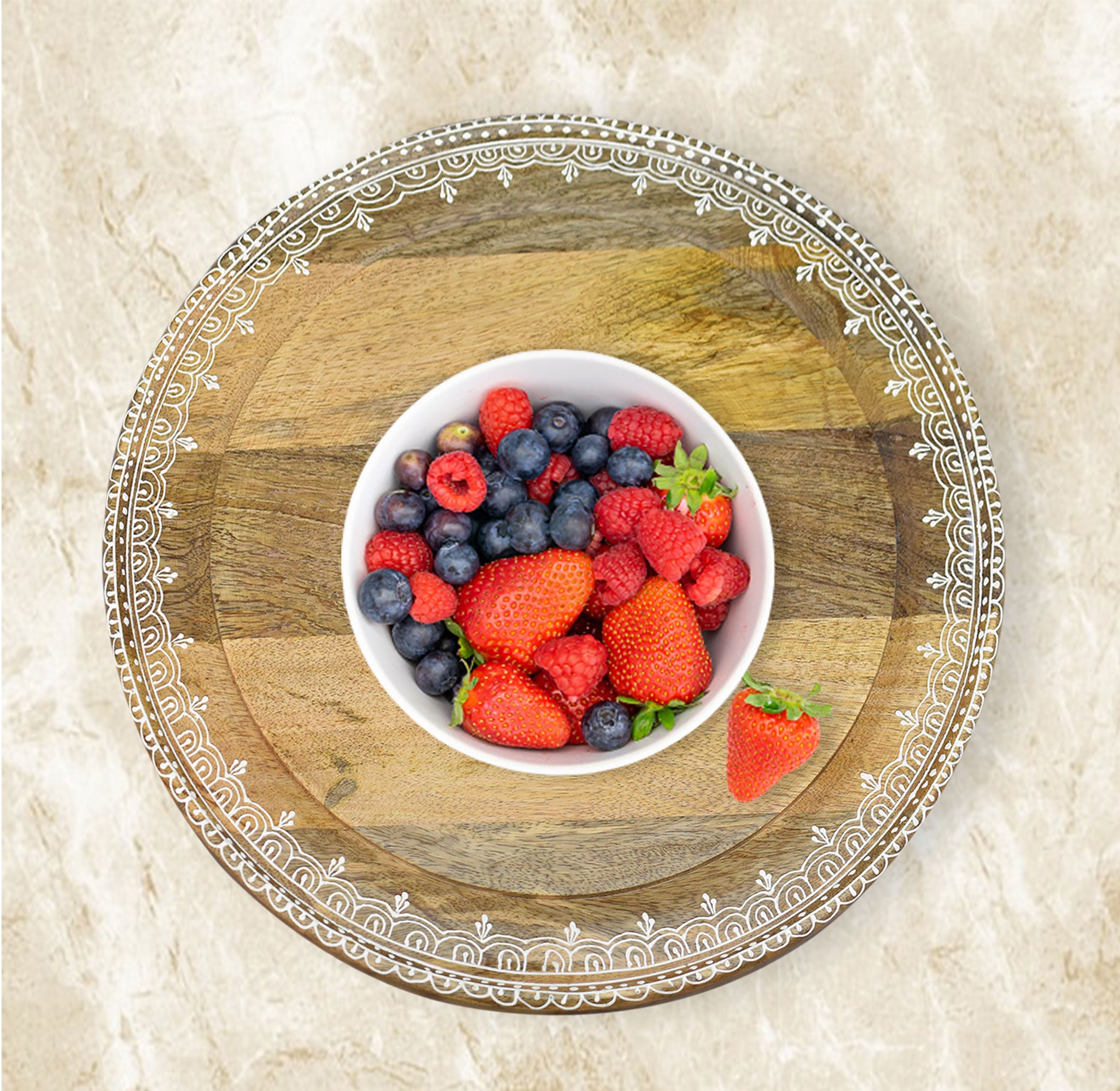 Handcrafted Wooden Lazy Susan - Heena Painting (GD2051)