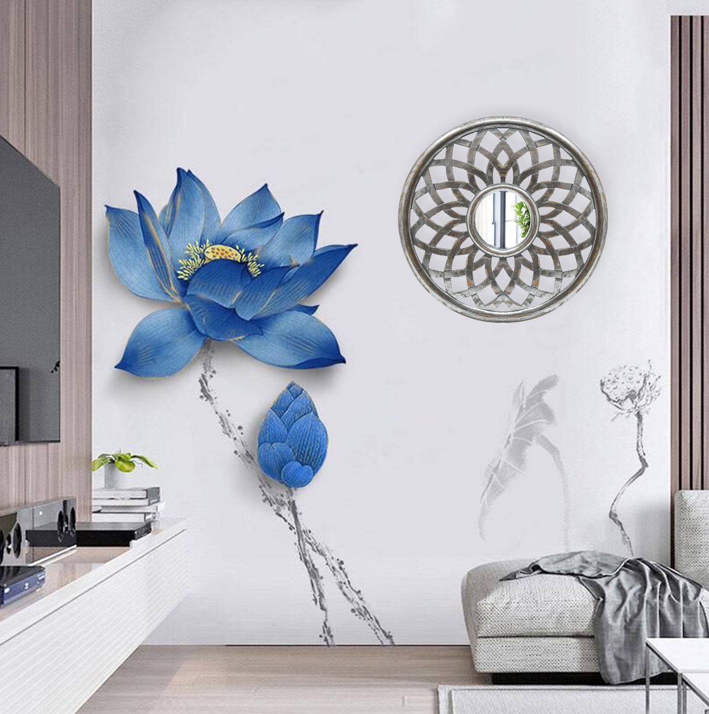 Wooden Carved Wall Mirror Panel (GD1616)