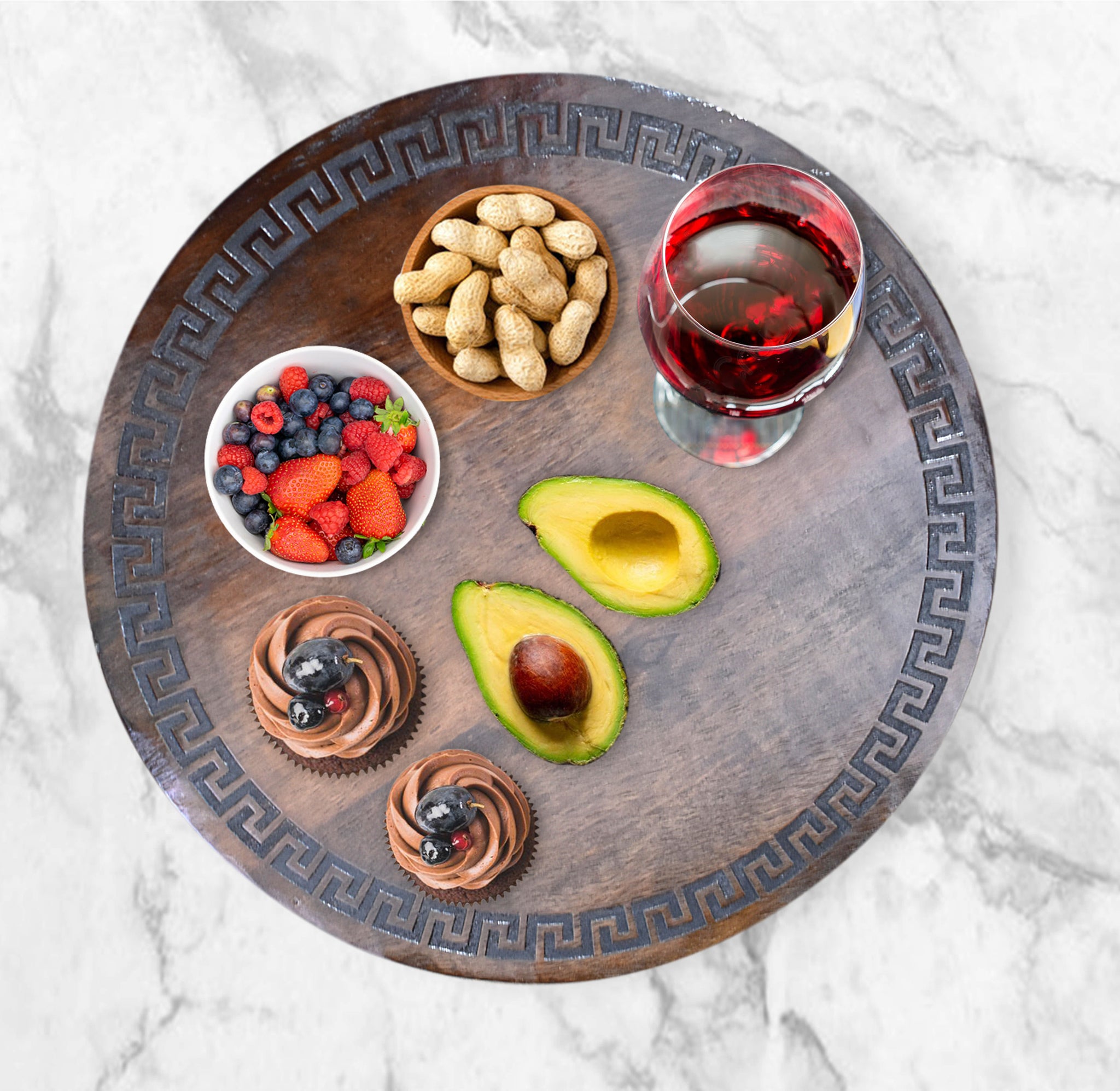 Wooden Engraved Lazy Susan - Greek Tribal (GD2278)