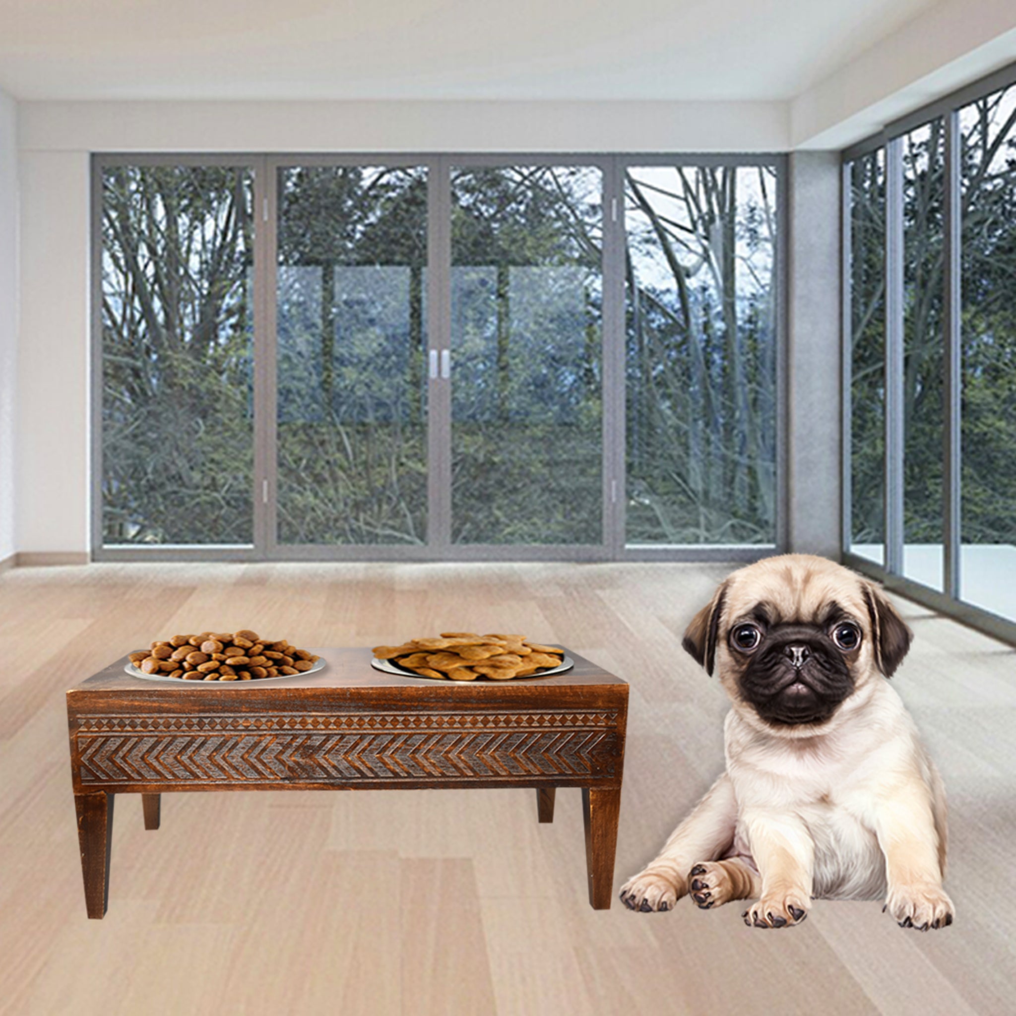 Wooden Engraved Pet Feeder (GD2068)