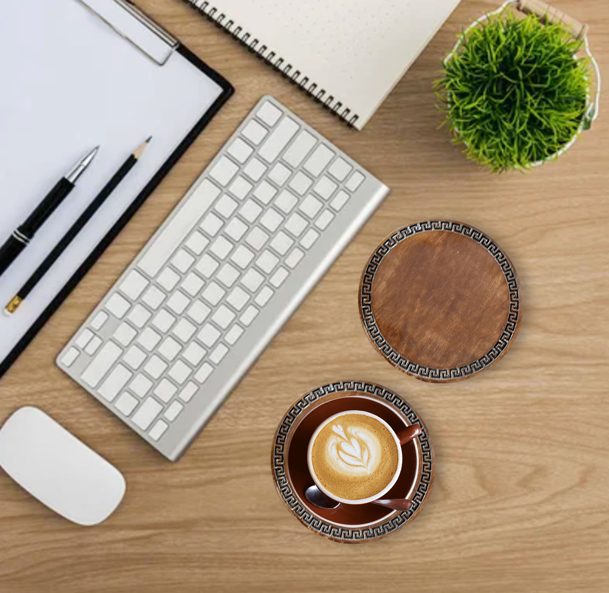 Wooden Engraved Coaster Set - Greek Tribal (GD2276)