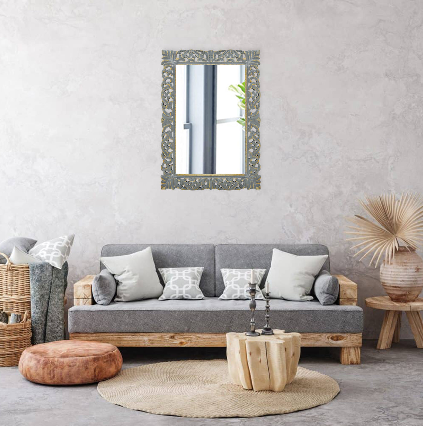 Wooden Antique Carved Wall Mirror (GD1618)