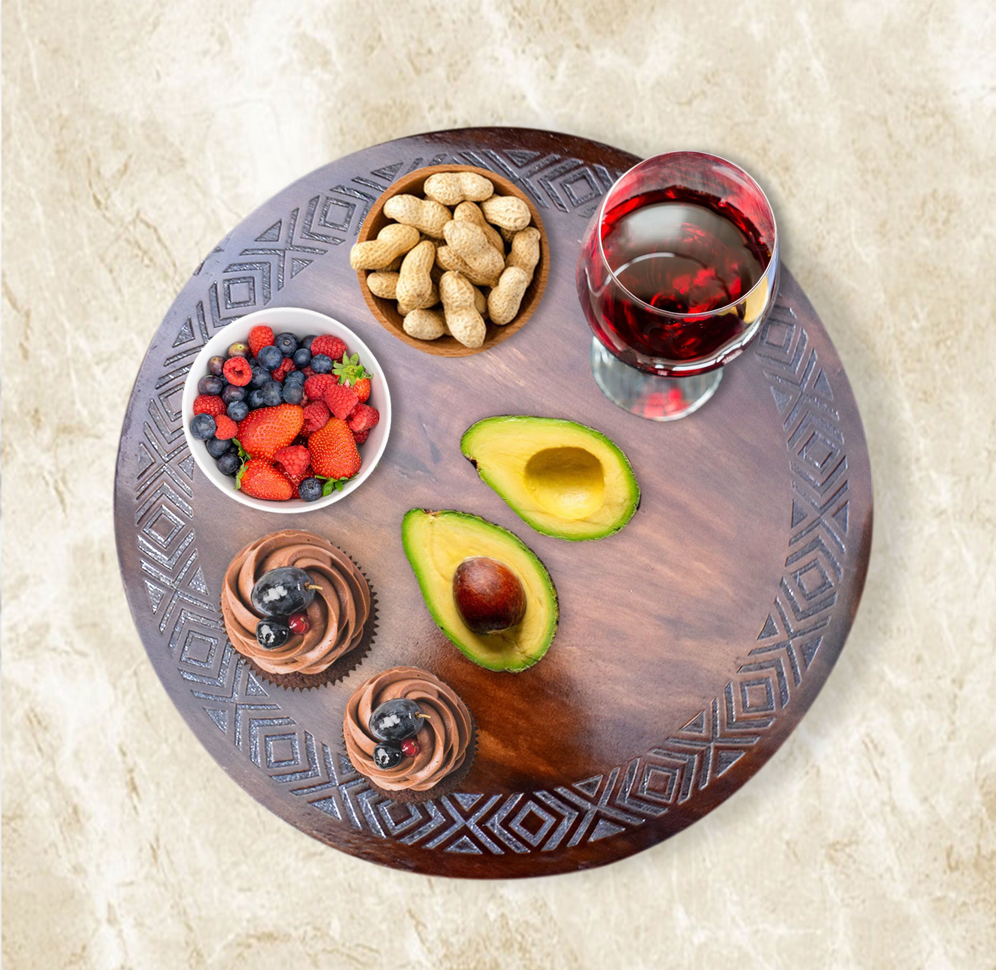 Wooden Engraved Lazy Susan - Abstract Tribal (GD2277)