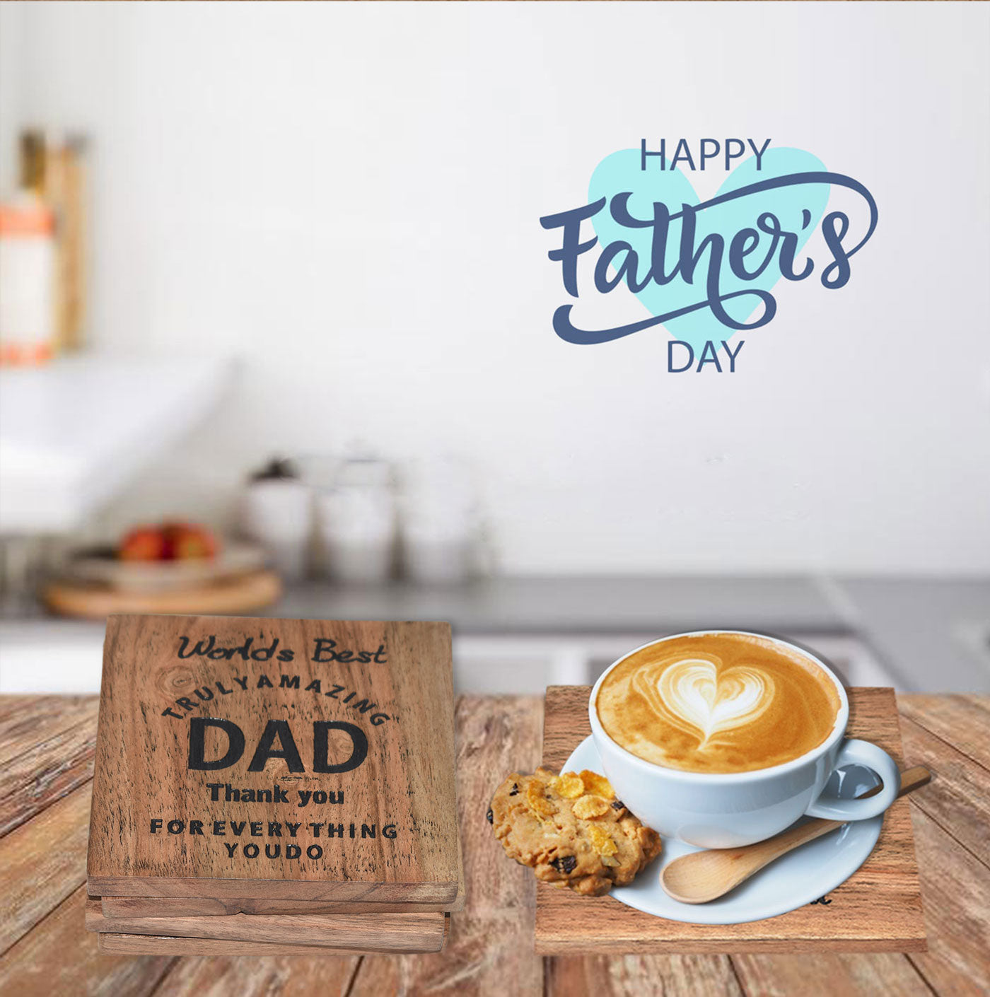 Wooden Engraved Coaster Set (GD1588)