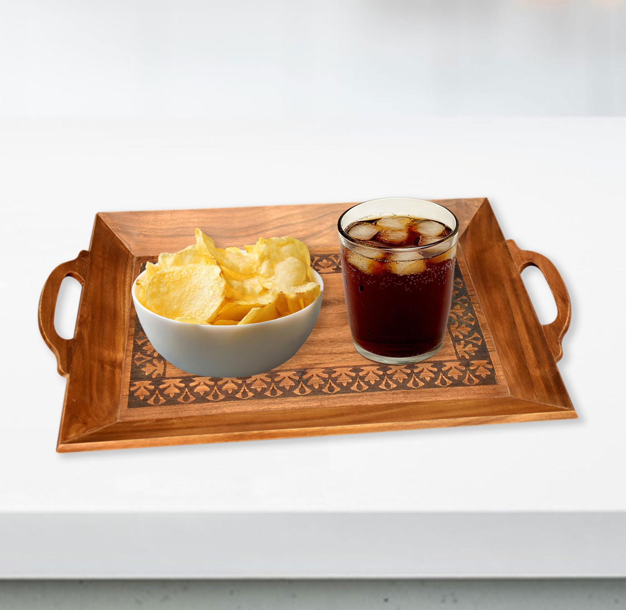 Acacia Wooden Carved Serving Tray Set (GD2283)