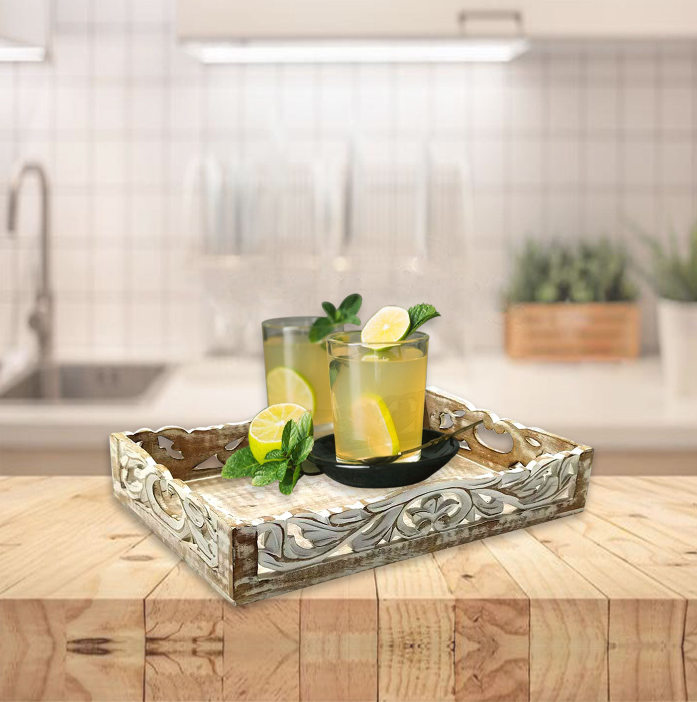 Cutwork Serving Wooden Tray  (GD1299)