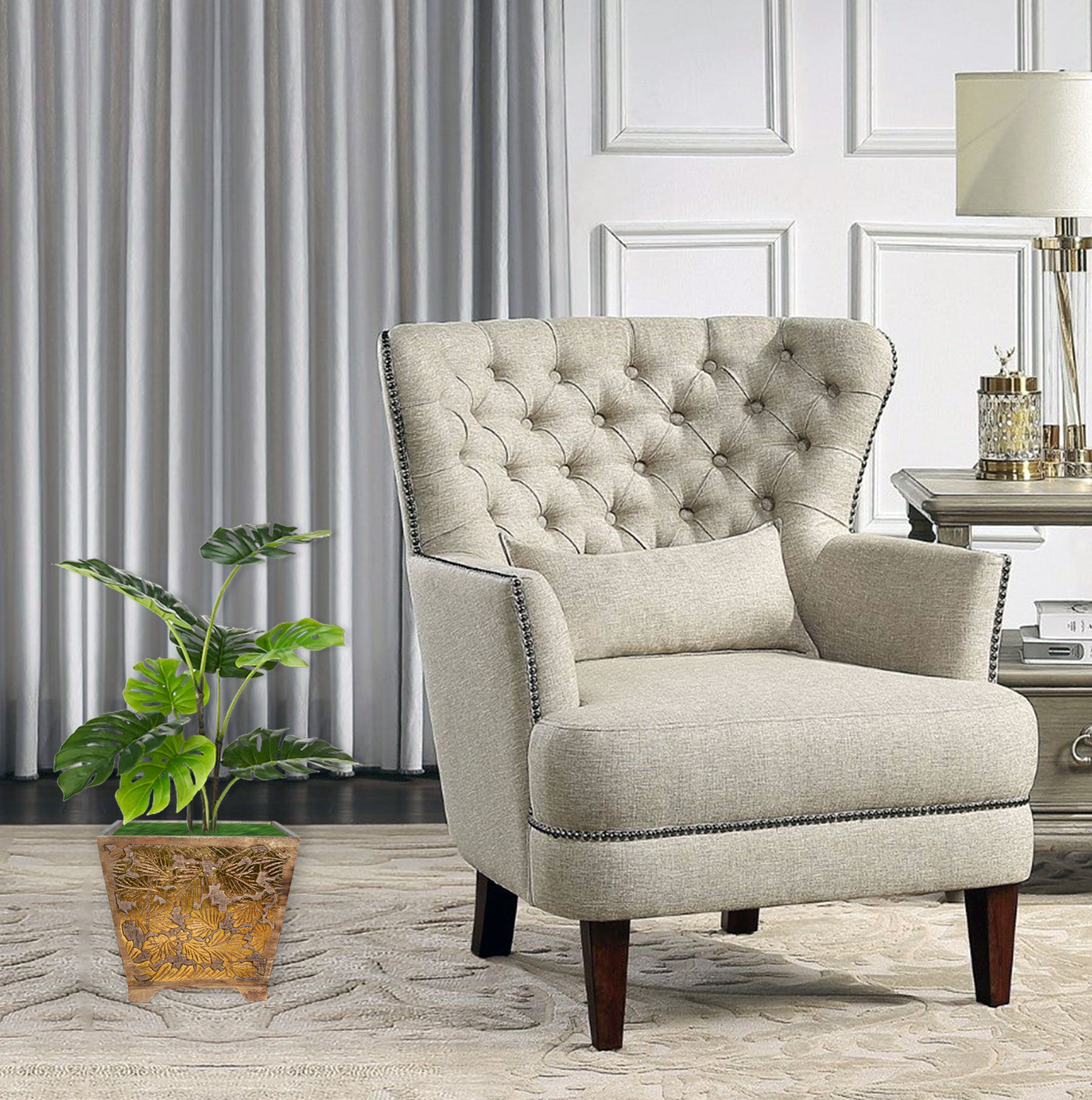 Wooden Carved Planter (GD1643)