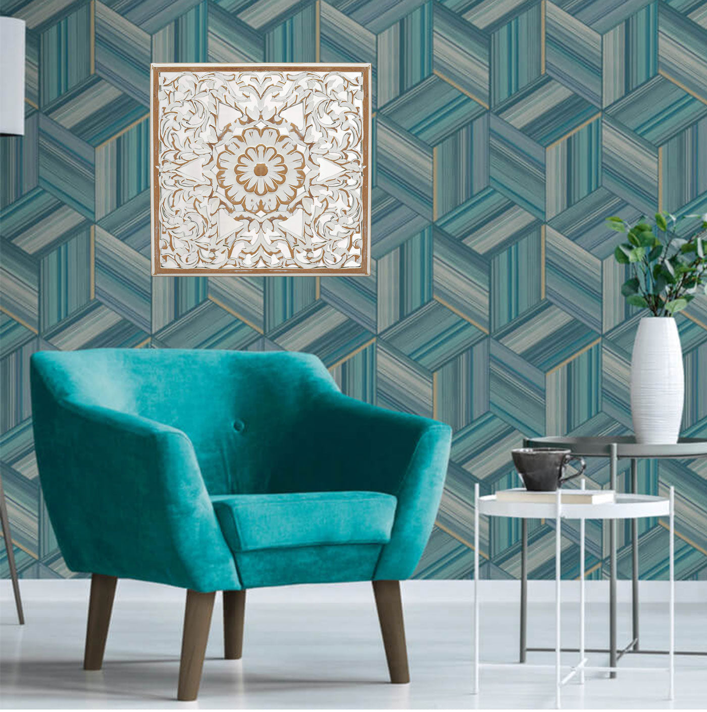 Wooden Carved Vintage Wall Mirror Panel (GD1617)