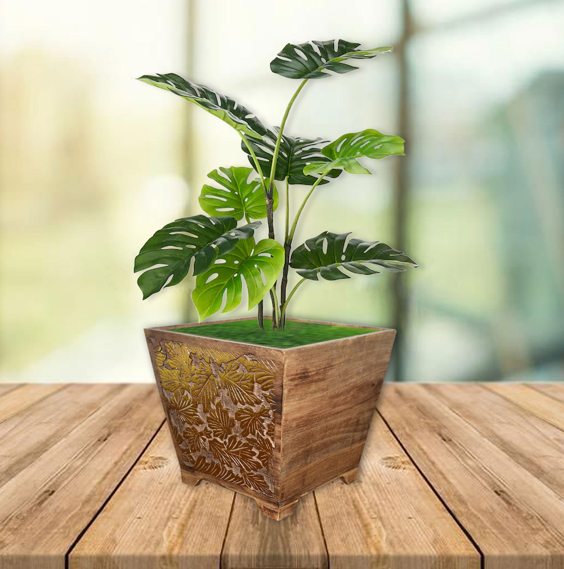 Wooden Carved Planter (GD1643)