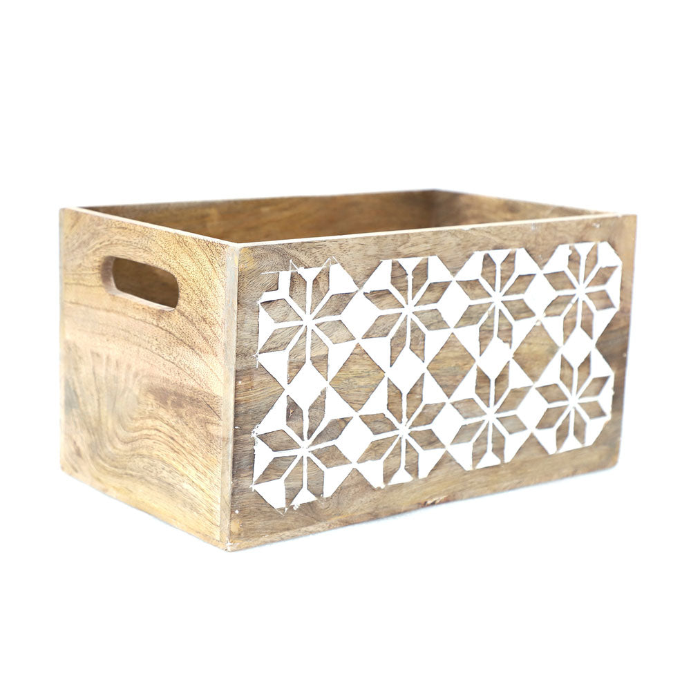 Wooden Carved  Storage Crate (GD1245)