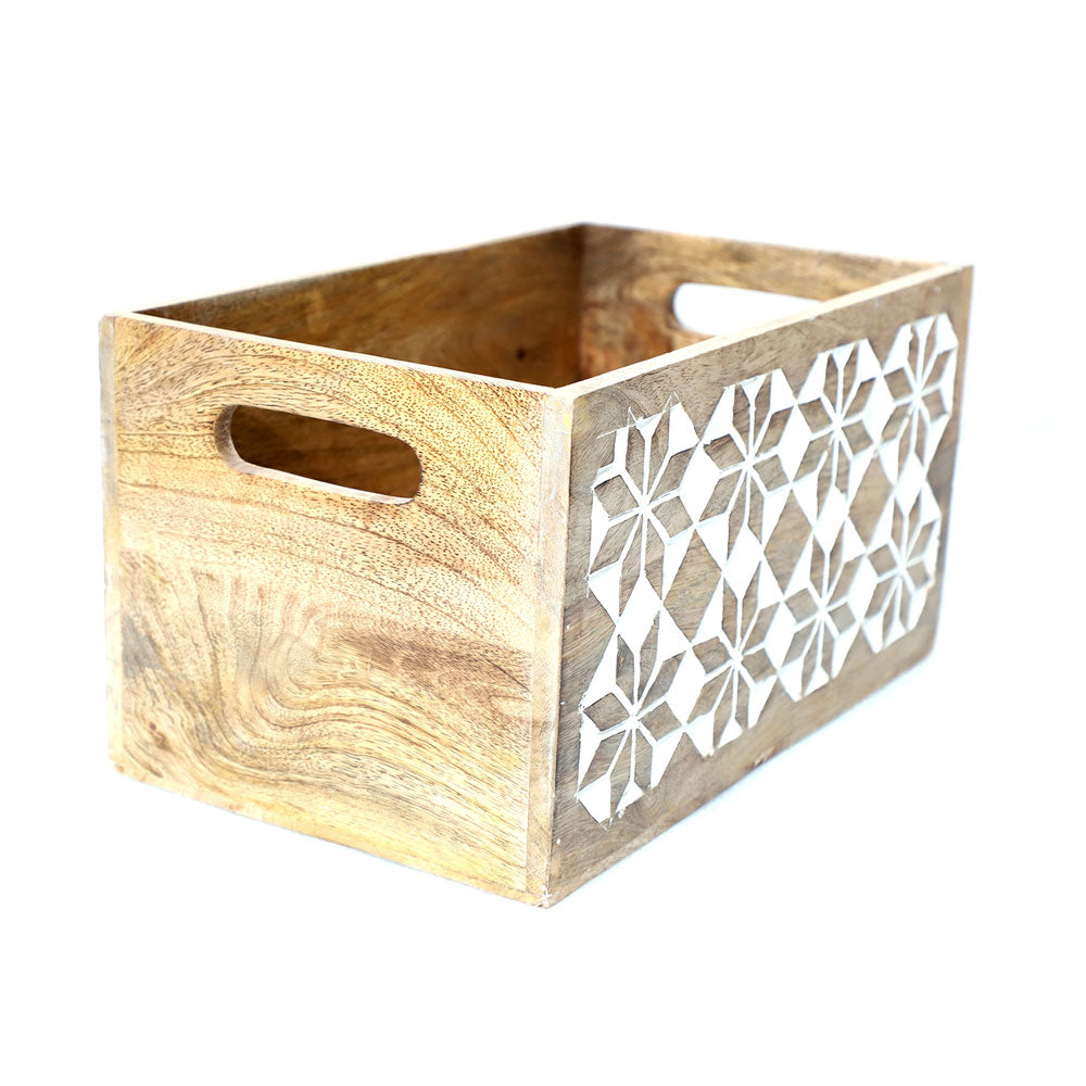 Wooden Carved  Storage Crate (GD1245)
