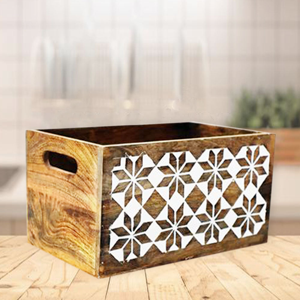 Wooden Carved  Storage Crate (GD1245)