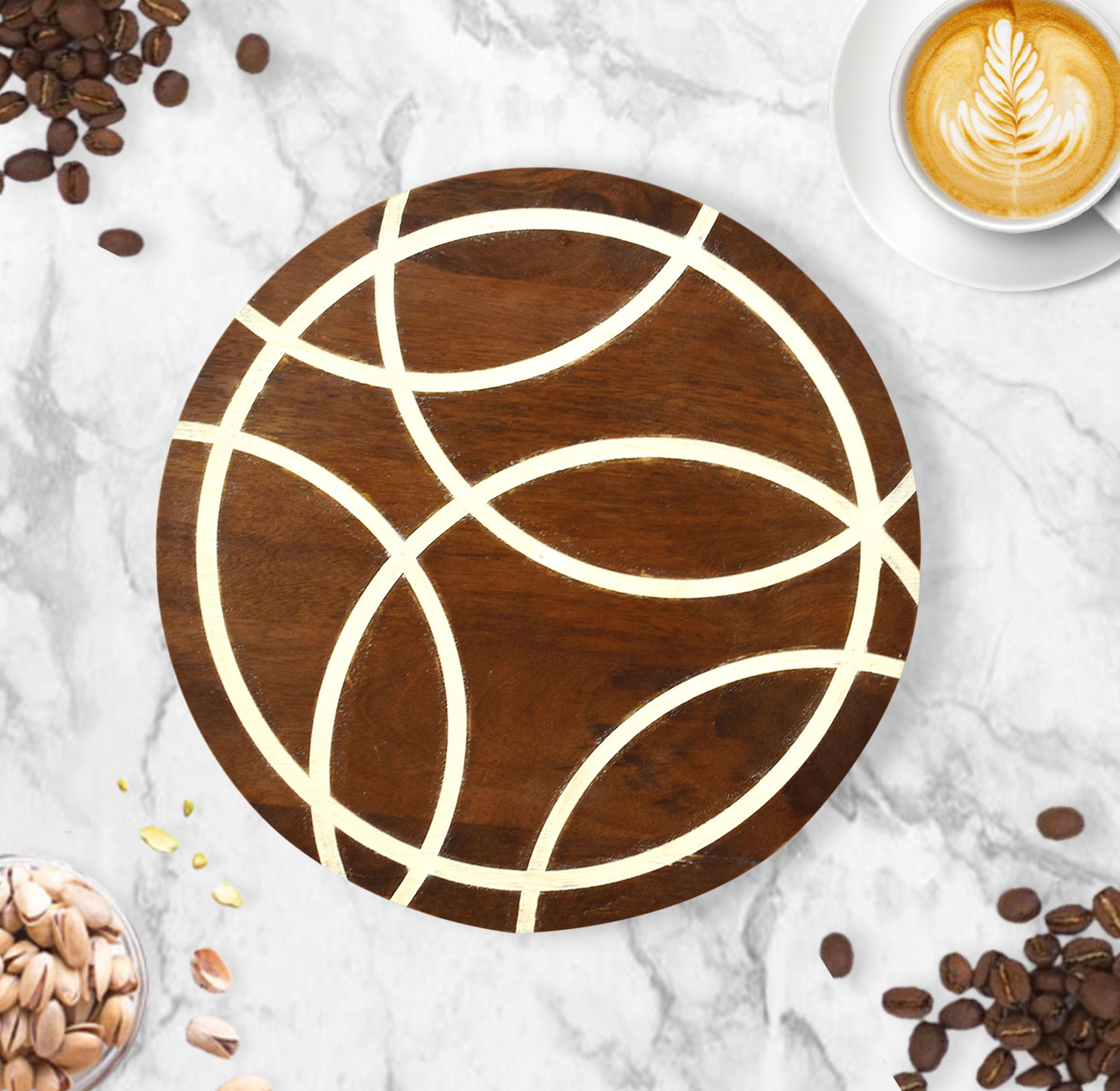 Wooden Engraved Lazy Susan - Abstract (GD1652)