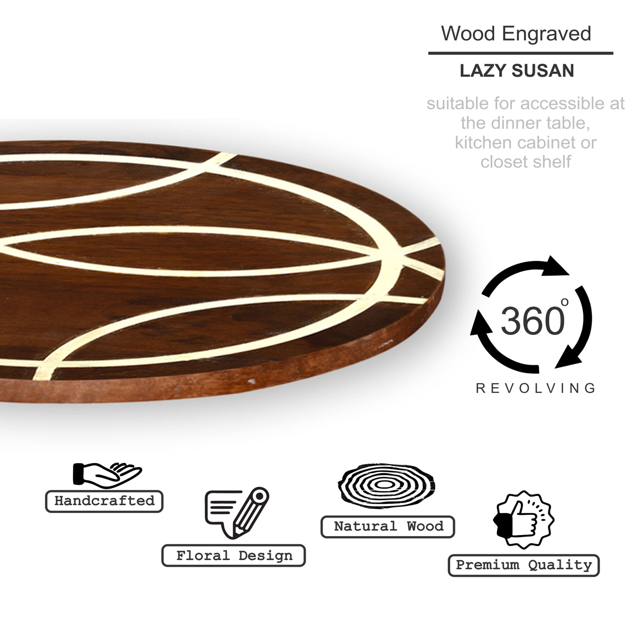 Wooden Engraved Lazy Susan - Abstract (GD1652)