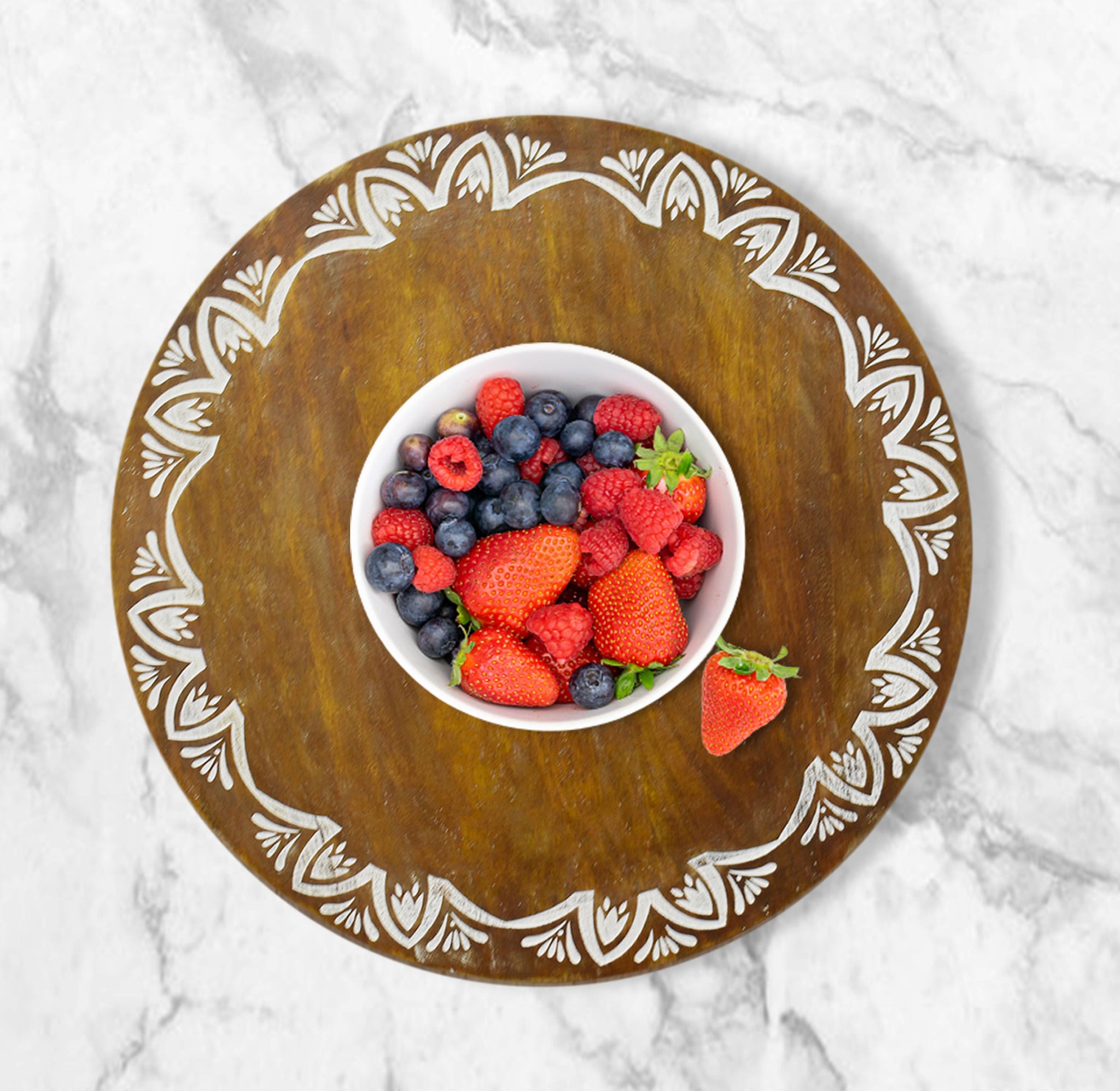 Wooden Engraved Lazy Susan - Floral (GD1650)