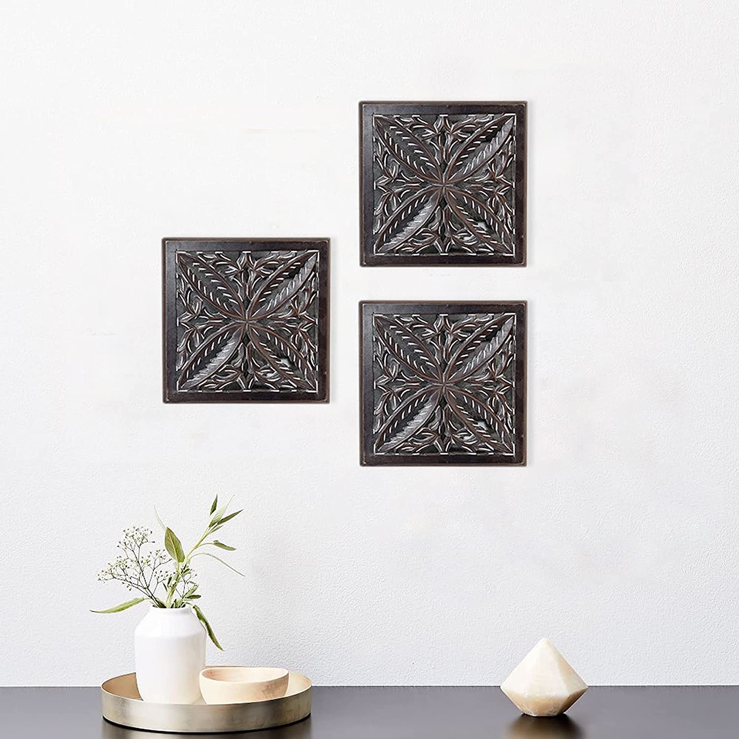 Wooden Carved Wall Panel, Set of 3 (GD2023B)