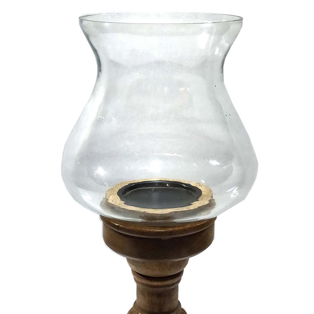 Wood  Glass Candle Holder