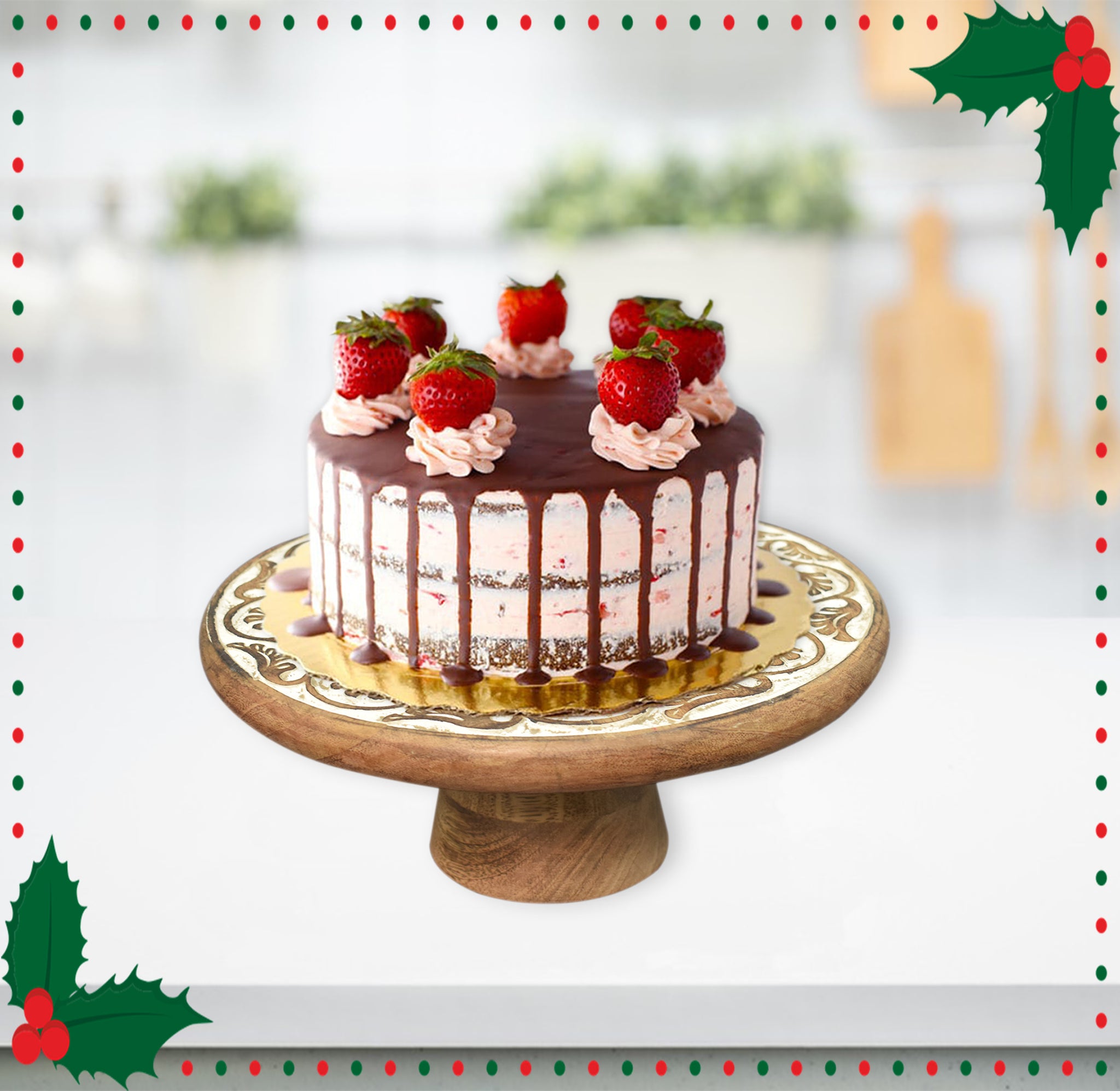 Wooden Carved, Cake Stand (GD2035)